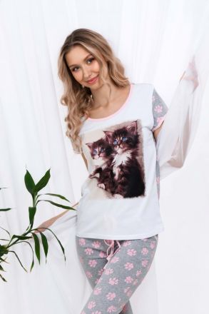 Пижама женская Два котенка Бриджи женские серый